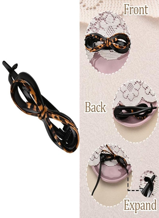 Sisadodo Flat Hair Clips Barrettes for Women Leopard Twist Hair Bow Clip for Long Hair Non Slip Ponytail Holder for Girls Bow Hair Clip Claw for Thick Thin Hair Elegant Hair Accessories Decorations for Women - Image 5